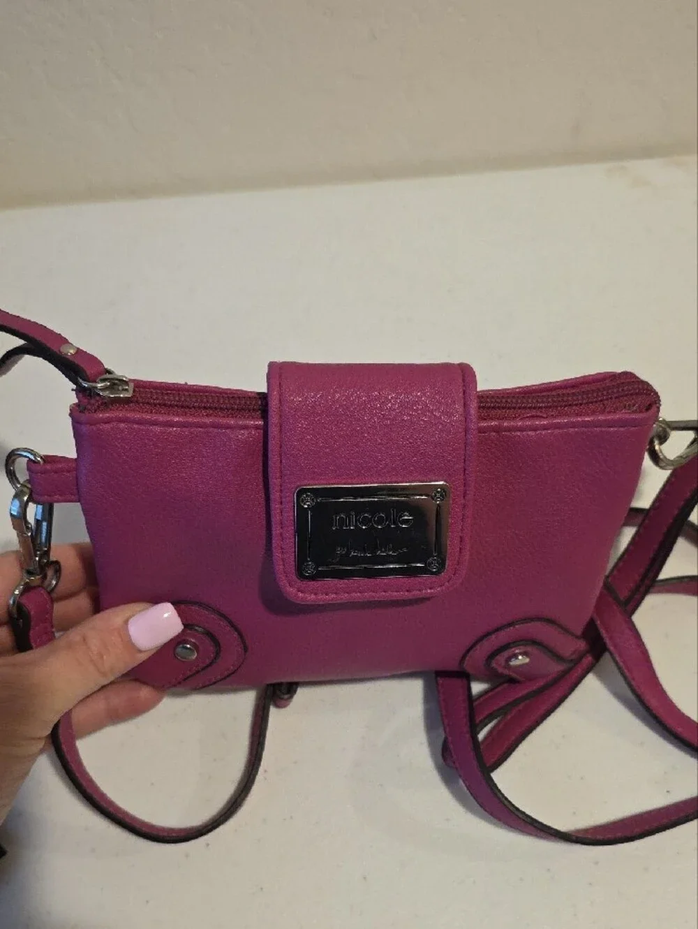 Nicole by Nicole Miller Bright Pink Crossbody Bag